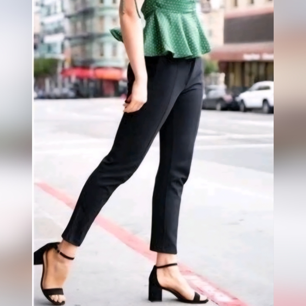 Betabrand Women's Pants Yoga Dress Pants Trousers Ankle Black Sz Med Petite EUC